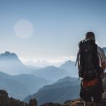 a man hiking on a mountain